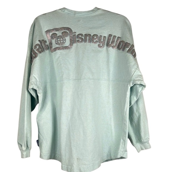 Disney Parks Light Green with Gray Sparkle Disneyworld Spirit Jersey Size Small - Picture 1 of 11